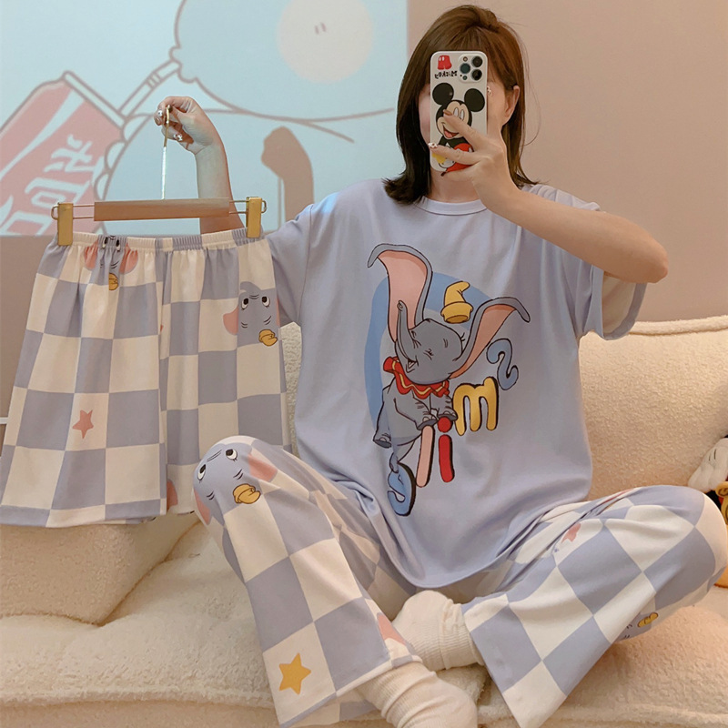 Factory Direct sales pajamas women's three-piece set cute cartoon short sleeve suit TikTok store live broadcast cross-border large quantity discount