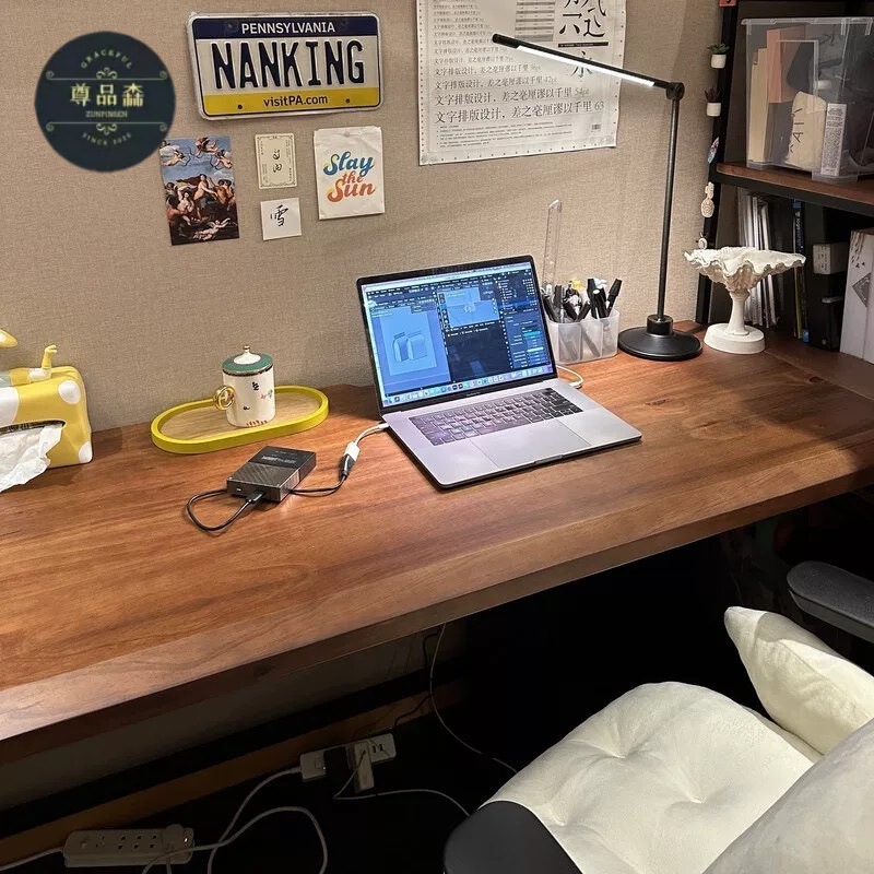 Zunpinsen Solid Wood Desktop Computer Table Home Office Desk Study Table Double E-Sports Table Simple Workbench Desk