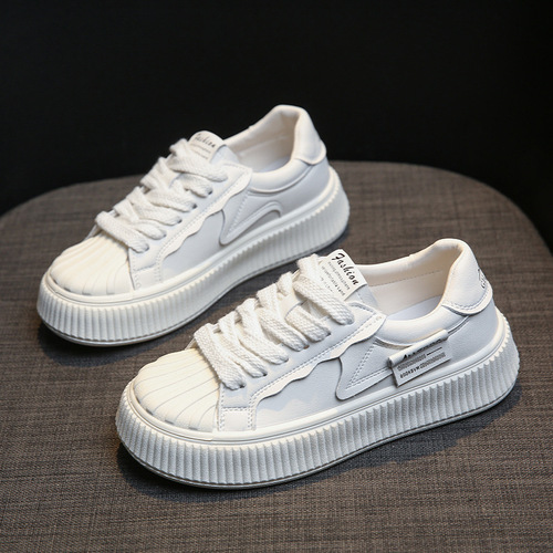 Thick sole casual shoes for women, 2026 new spring hot white shoes, all-matching shell head, students, soft-sole skate shoes, children