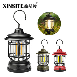 Cross-border explosions outdoor camping lights multi-functional charging retro lanterns camping tent lights portable lights atmosphere lights