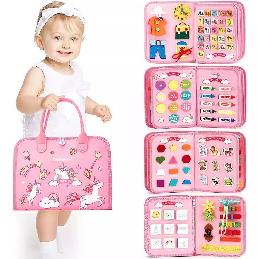 Tablero de aprendizaje de fieltro Montessori transfronterizo juguete dinosaurio educación temprana para niños habilidades para la vida práctica de vestir fieltro tablero ocupado