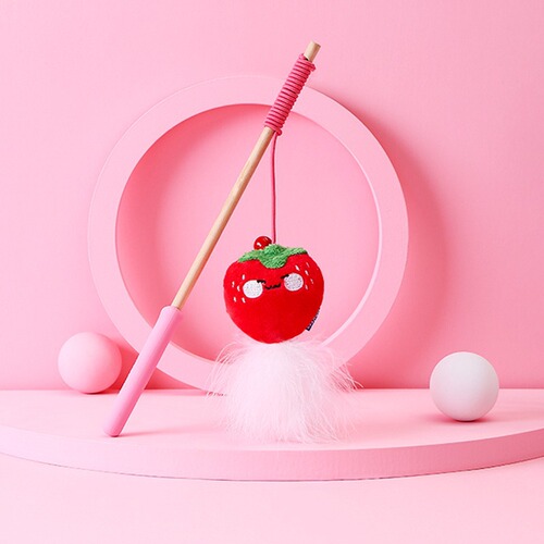 NianGao Rice Cake Cookies Cat Teaser Wand Cat Toys Feather Durable High Elasticity Catnip Silicone Handle