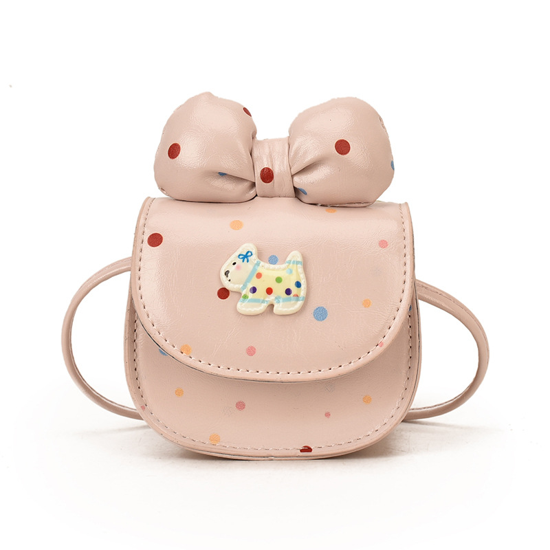 2026 nuevo bolso infantil caricatura perrito lindo arco bolso de cambio de moda punto de onda bolso accesorios de niña pequeña
