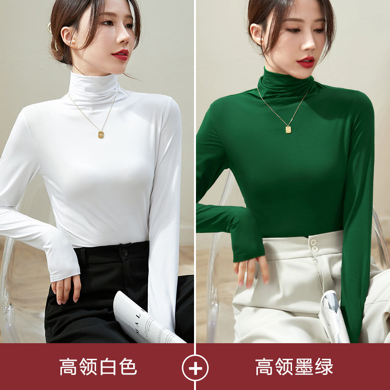 하이 칼라 화이트 + 하이 칼라 다크 그린