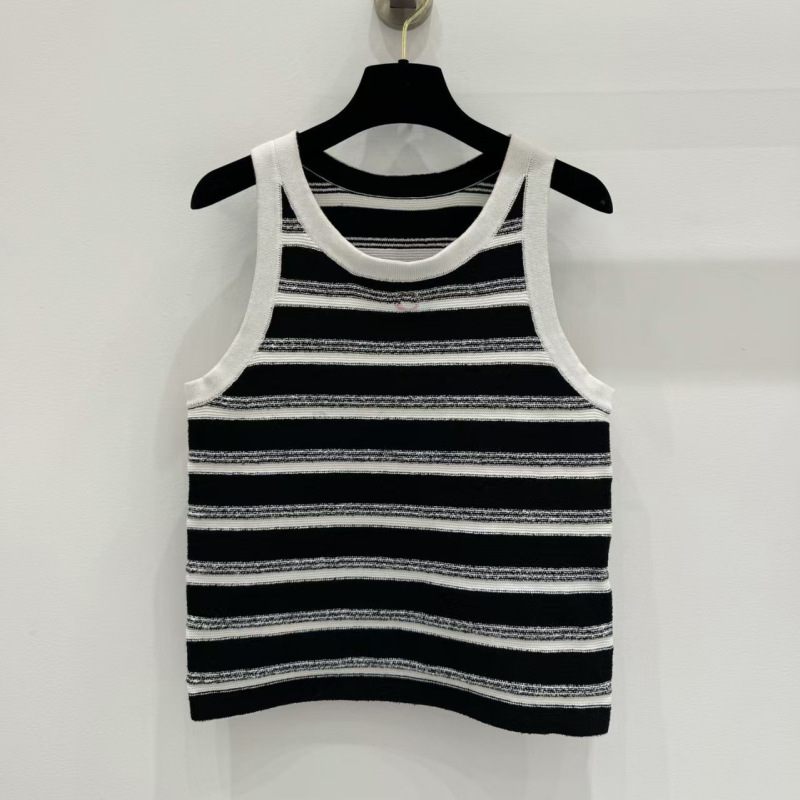 Nanyou~Knitted Sweater with Loop Yarn Stripes, Tank Top with Dopamine 3D Decoration, 2026 Spring Collection