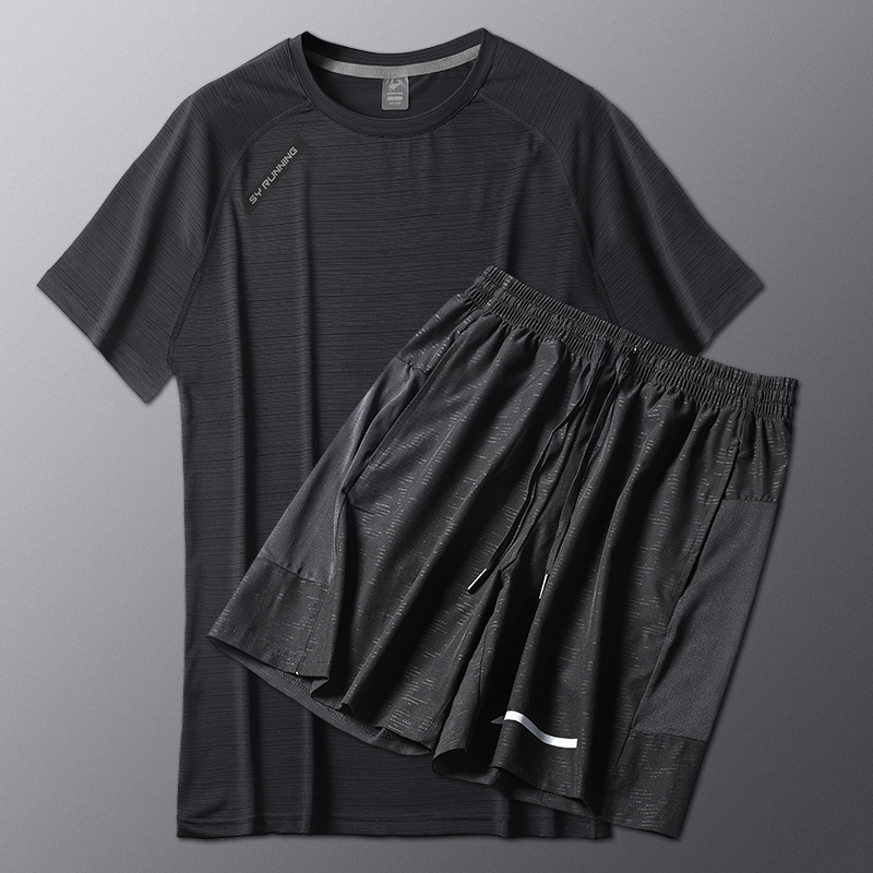 Ropa de fitness para hombres de verano delgada hielo rápido secado ropa de correr suelta juego de baloncesto camiseta transpirable de manga corta
