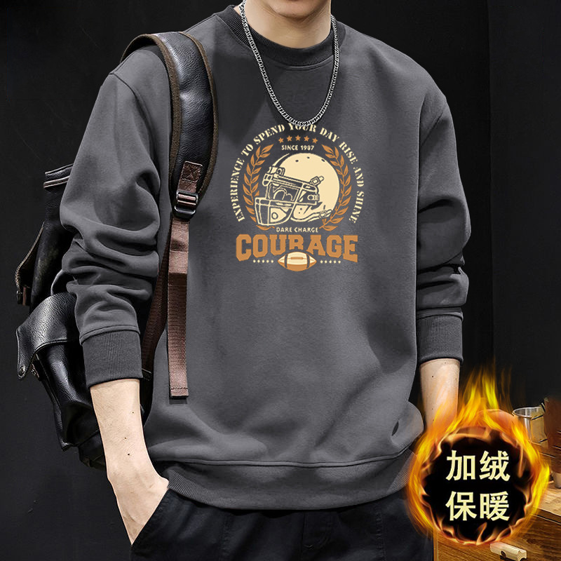 Suéter pesado para hombres primavera y otoño cuello redondo chaqueta de otoño nuevo chaqueta de hombre adolescente estadounidense