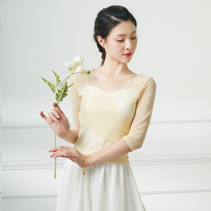 Classical dance, ethnic modern body rhythm dance costumes performance attire Chinese dance training attire art exam female chiffon dress ballet