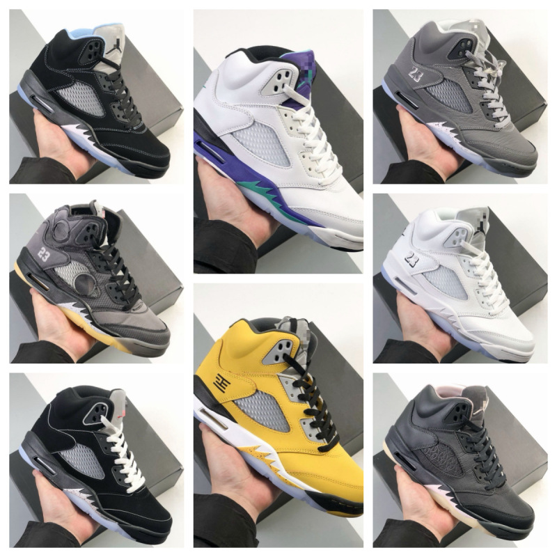 Pure original foreign trade AJ5 men's high-top basketball shoes, Jordan 5 air cushion couple's model, casual daily shoes, trendy sports shoes