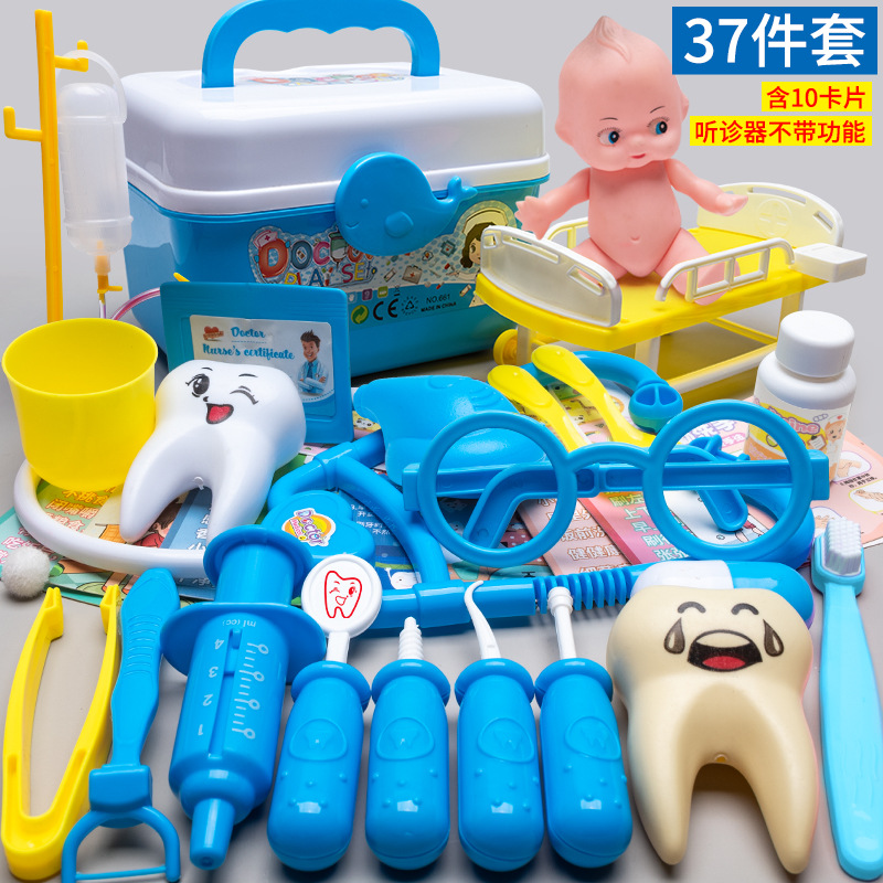 Los niños juegan a las casitas pequeño doctor juego de juguete chica enfermera herramienta inyección caja médica estetoscopio Masculino