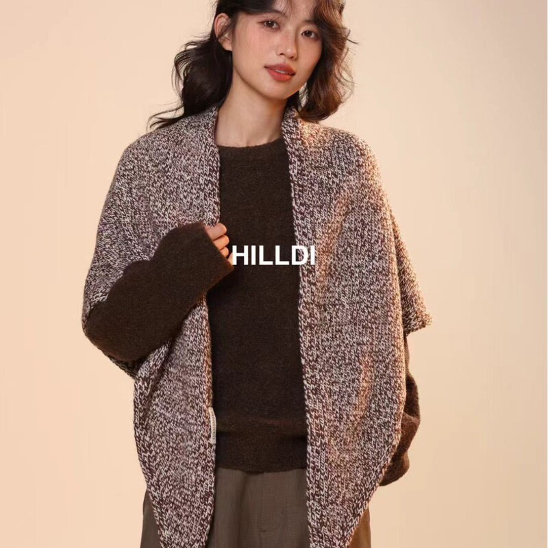 高级混色含羊毛围巾女 秋冬百搭欧美风三角针织披肩 服饰外搭围脖|undefined