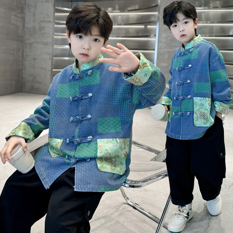Mandarin Collar Hanfu Jacket for Boys 2024 New Spring Outfit Chinese Traditional Style Children's Ancient Costume Spring Boys Fashion