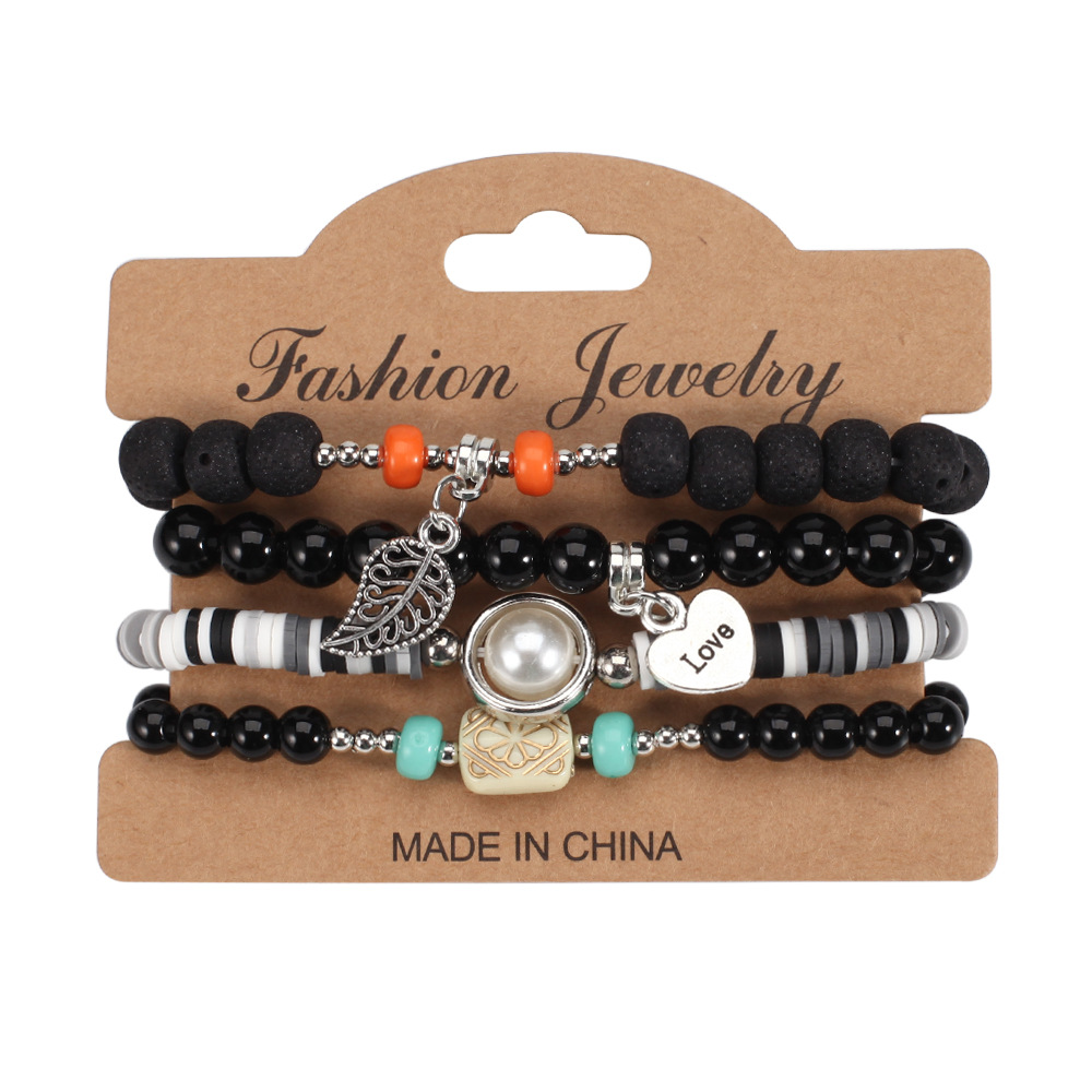 Travel, Daily, Street Occasion Ethnic Style Geometric Letter Heart Shape Beaded Arylic Alloy Beaded Bracelets Wholesale