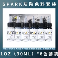 Цвет татуировки SPARK, 6 цветов, набор чернил для татуировки серого цвета, 1 унция, градиентный пигмент для татуировки, инструмент для татуировки