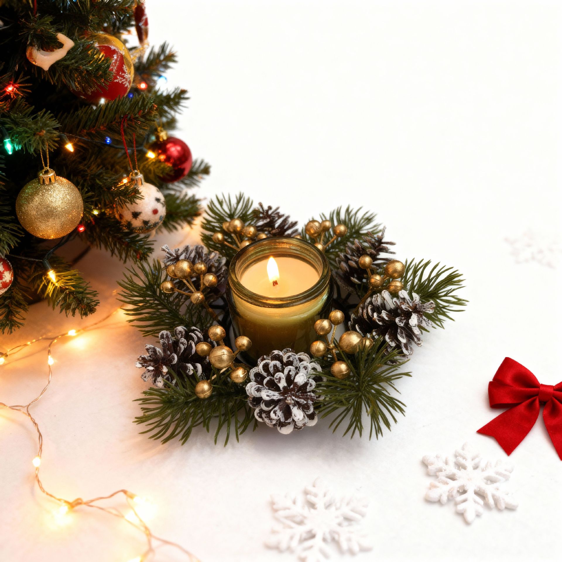Nuevos productos transfronterizos navideños guirnaldas de candelabros guirnaldas decorativas para el hogar joyas de escritorio imitación de pinos rojos