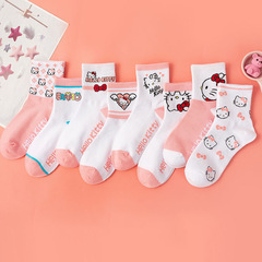 Hello Kitty Socks Women's Korean Version Mid Calf Ins Trendy Matchable Japanese Cute Cartoon Pink Autumn/Winter Long Calf