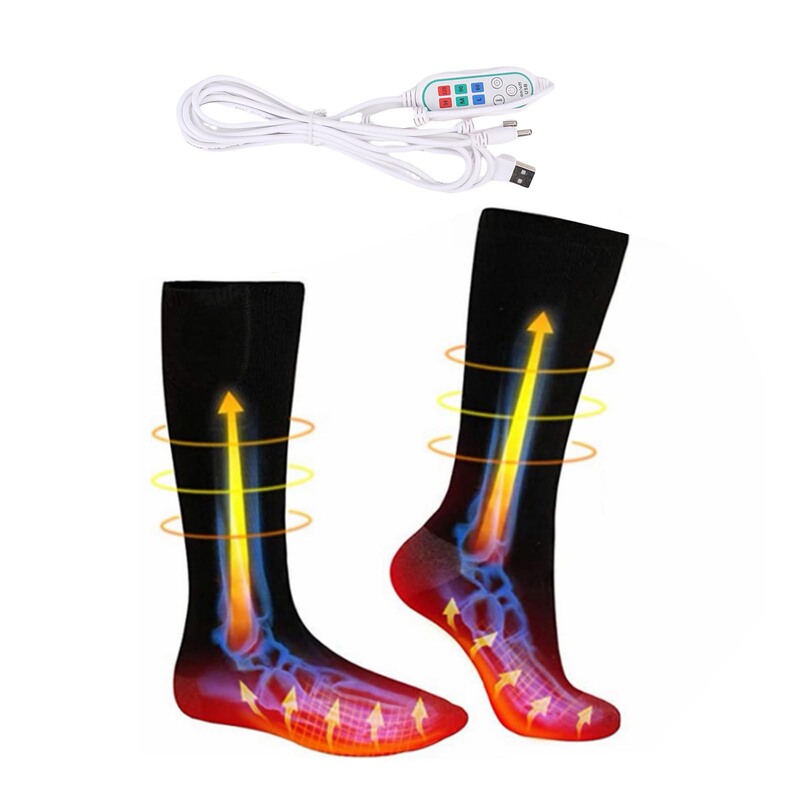 Winter New Double-Sided Intelligent Electric Heating Rechargeable Heating Socks Foot Warmer Warm Outdoor New Long Tube Heating Socks