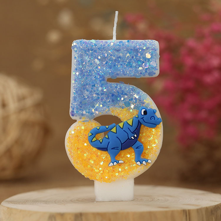 Vela de cumpleaños de niño Decoración de Pastel vela digital forma de dinosaurio anime artesanía vela para comercio electrónico transfronterizo