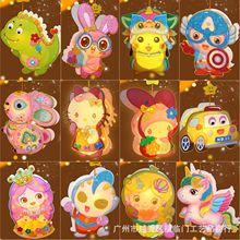 中秋卡通儿童灯笼2024新款diy灯笼亮片发光塑胶玩具动漫现货批发