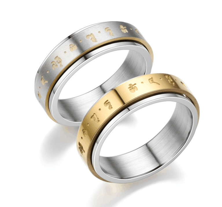 Wholesale New Star And Moon Carved Titanium Steel Rotating Ring Nihaojewelry display picture 2