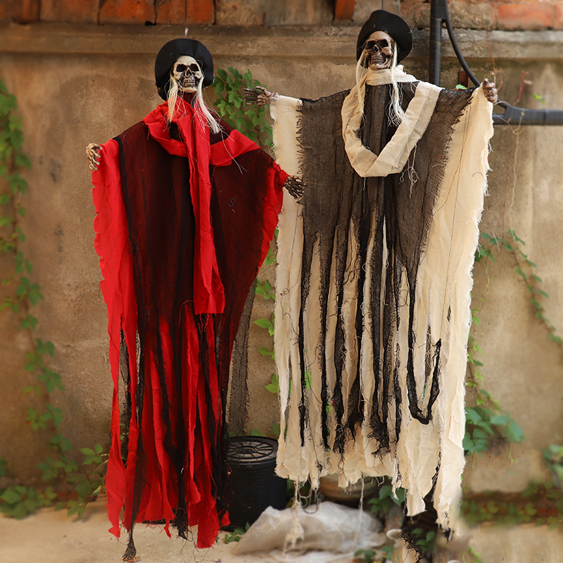 Accesorios de Halloween colgando fantasmas esqueleto de control de voz inducción luminosa fantasma llamando terror aterrador decoración de la casa embrujada