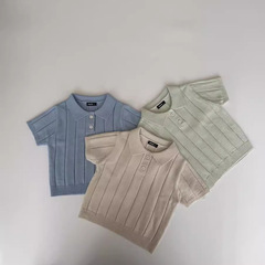 Ins Korean version 2024 spring and summer infant and baby knit sweater thin summer top collar children's turtleneck sweater