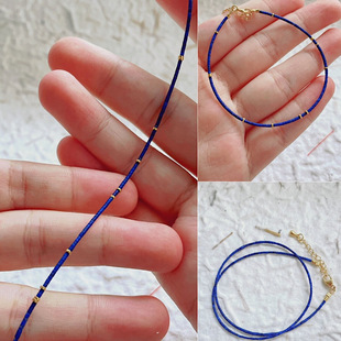 Klein Blue 2mm Ultrafine Natural Ore Lapis Lazuleite Necklace chocked Bracelet Star