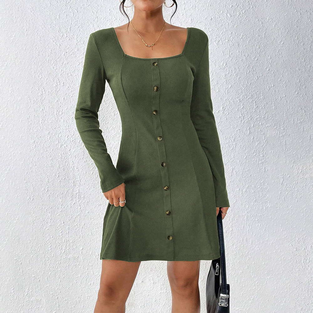 Women's Elegant Square-Neck Mini Dress