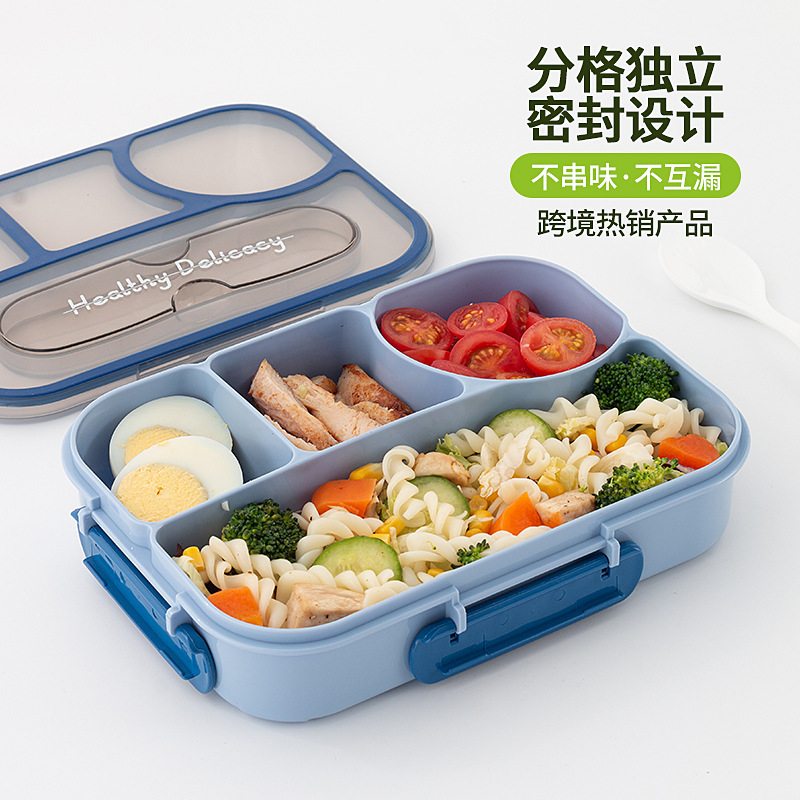 Plastic compartment microwave heating lunch box student lunch box office worker portable sealed lunch box