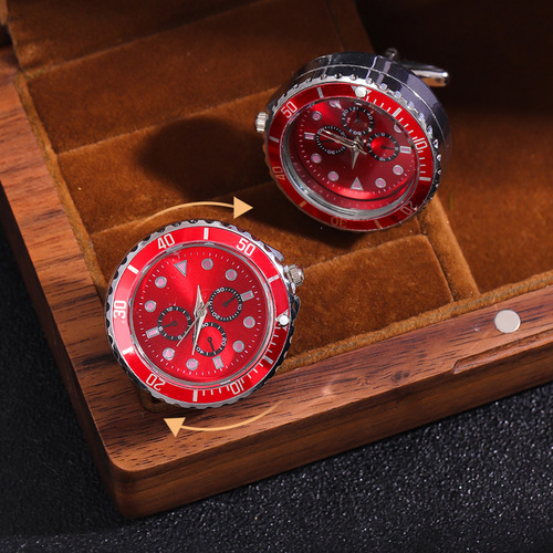 Autumn new light luxury clock cufflinks, fashionable French rotatable clock, golden cuffs, a must-have holiday gift