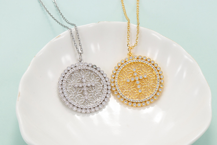 10g Weight Necklace Classification Copper Plated 18k Gold Micro-set Zircon Pendant Geometric Cross Clavicle Chain