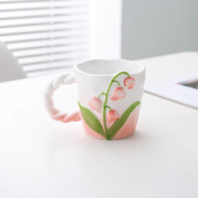 Hermosa orquídea Taza de cerámica taza de agua hogar exquisito elegante taza de café taza de té regalo