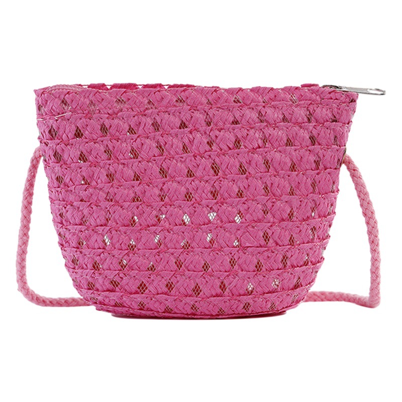 Children's Small Bag Women's Summer Cute Mini Hollow Straw Bag Woven Straw Bag Girls' Lightweight Crossbody Seaside Travel