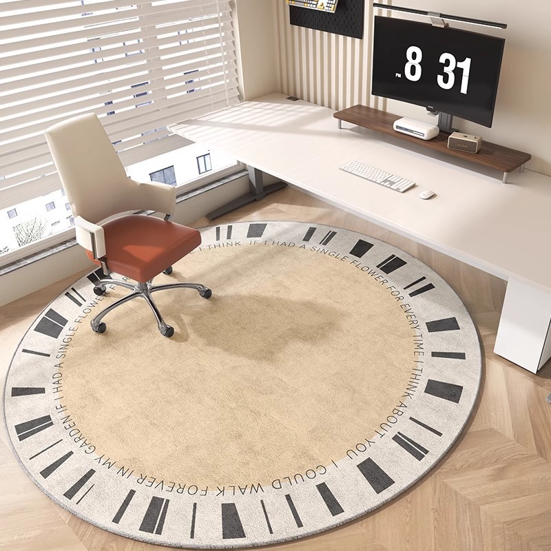 客厅耐脏耐磨易打理圆形地毯办公室隔音脚垫家用电竞椅水晶绒地垫