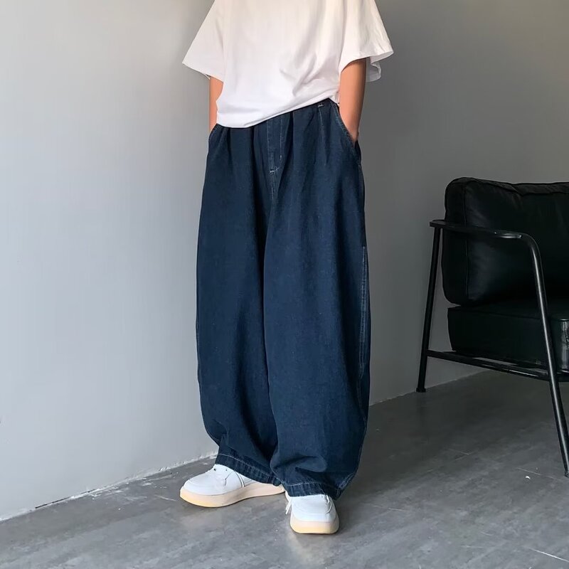 Basic Jeans Japanese Wide Leg Pants Boys cityboy Loose Straight Trendy Brand High-end Trendy Daddy Pants