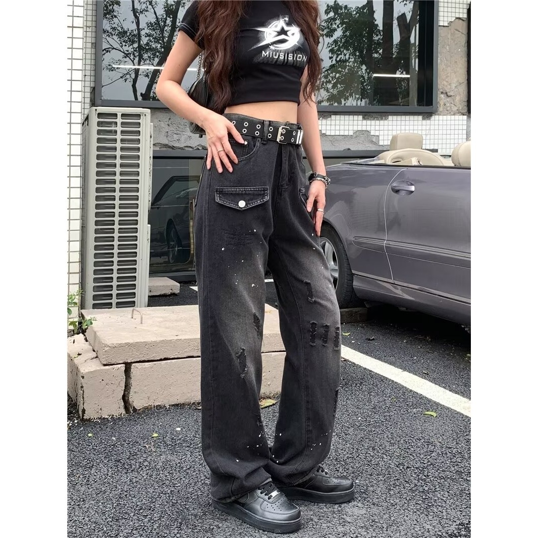 "Women's Denim Overalls - Classic Black Lumberjack Style, Relaxed Fit, Straight Leg, Comfortable & Stylish For Spring And Autumn_mkmklike.com