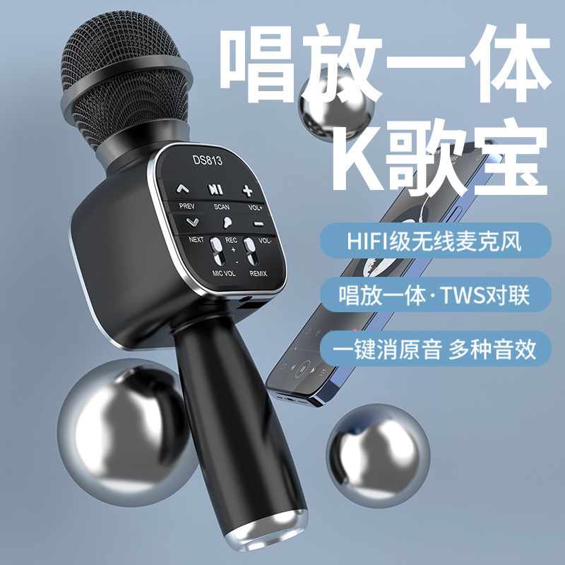 [Wholesale] Cross-border wireless Bluetooth microphone microphone audio integrated portable handheld KTV audio singing
