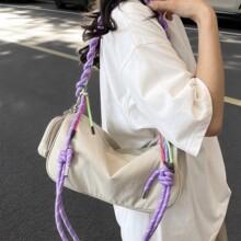 森系轻亚千禧风撞色编织肩带腋下包女学生上班族通勤逛街斜挎包