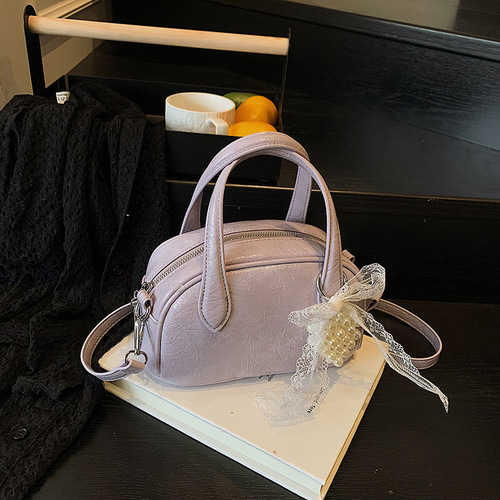 Cherry Blossom Summer Oceanic Aromatics Purple Shoulder Bag for Women 2025 Fashion Bowling Bag Instagram Compatible Crossbody Bag