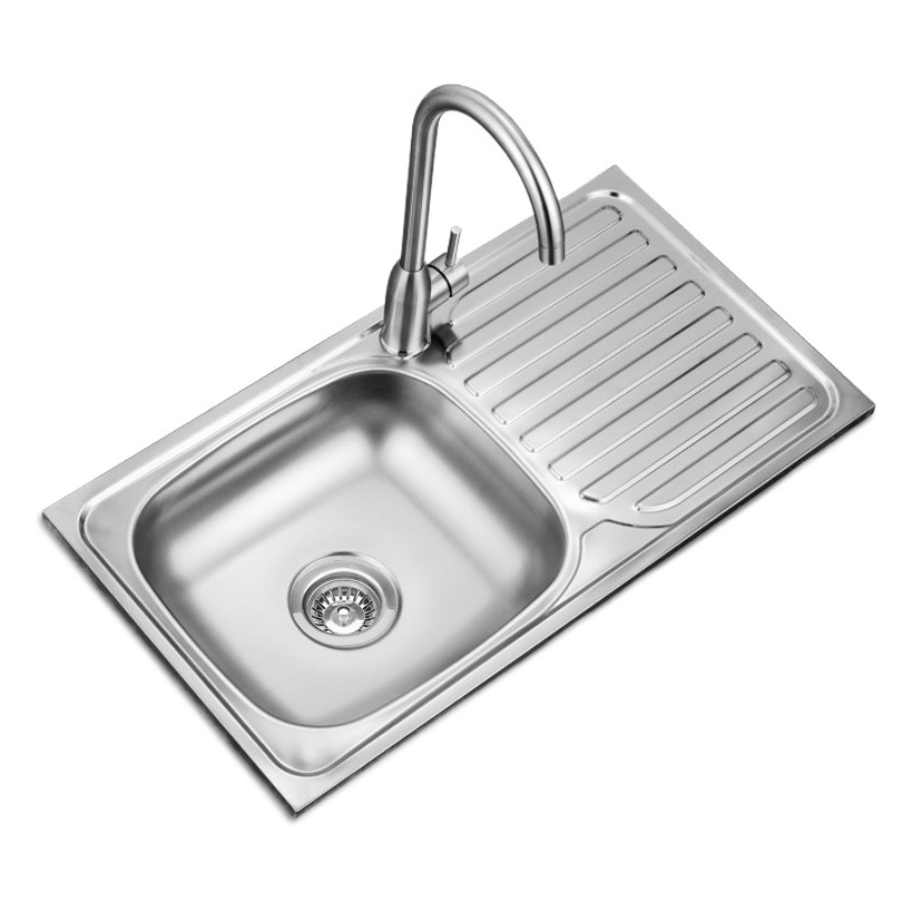 Suministro transfronterizo de 7540 fregadero de acero inoxidable hogar sola ranura con placa fregadero de la cocina lavabo de lavado de vegetales pulido piscina de lavado de vegetales