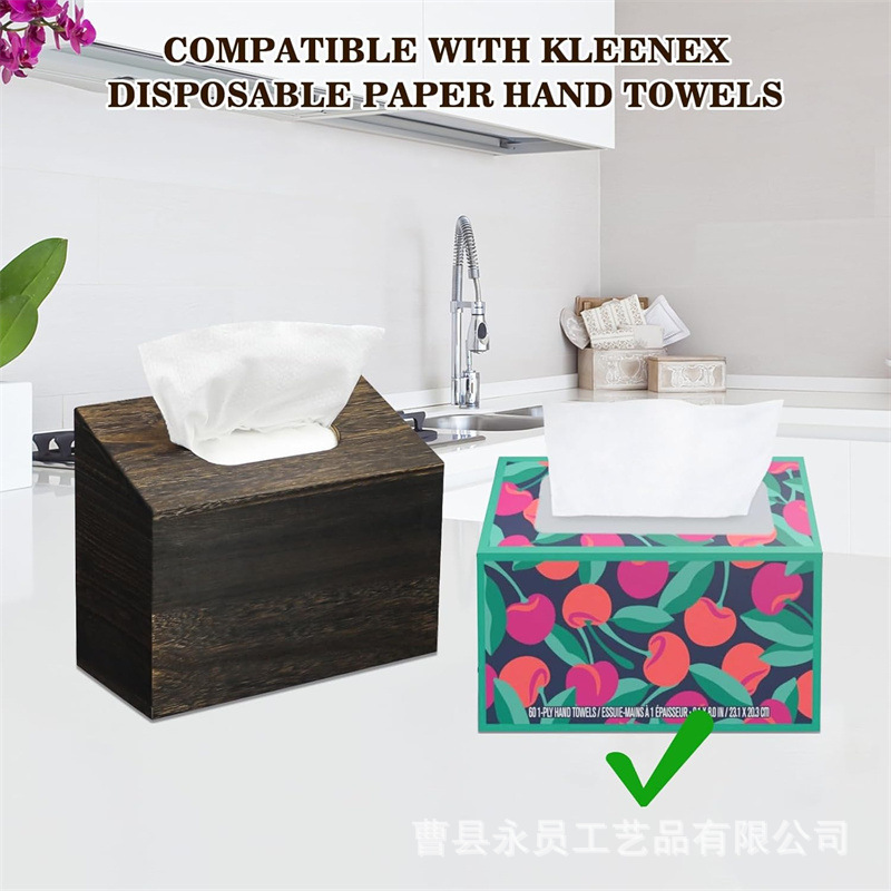 Wooden Tissue Box Vintage Desktop Ornaments Napkin Paper Box Washcloth Hand Towel Dispenser Table Solid Wood Paper Box
