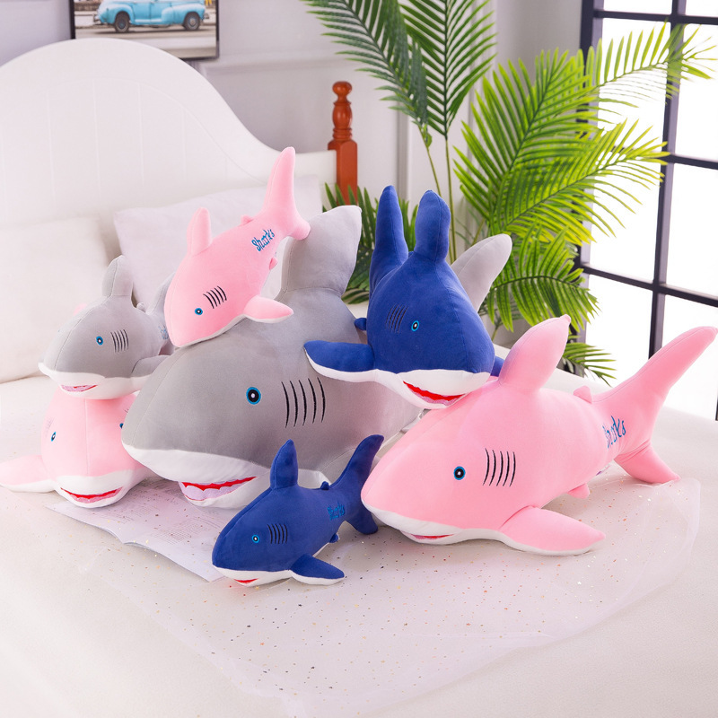 Cross-border Down Cotton Shark Plush Toy Cartoon Soft Ocean Small Doll Doll Pillow Birthday Gift Wholesale