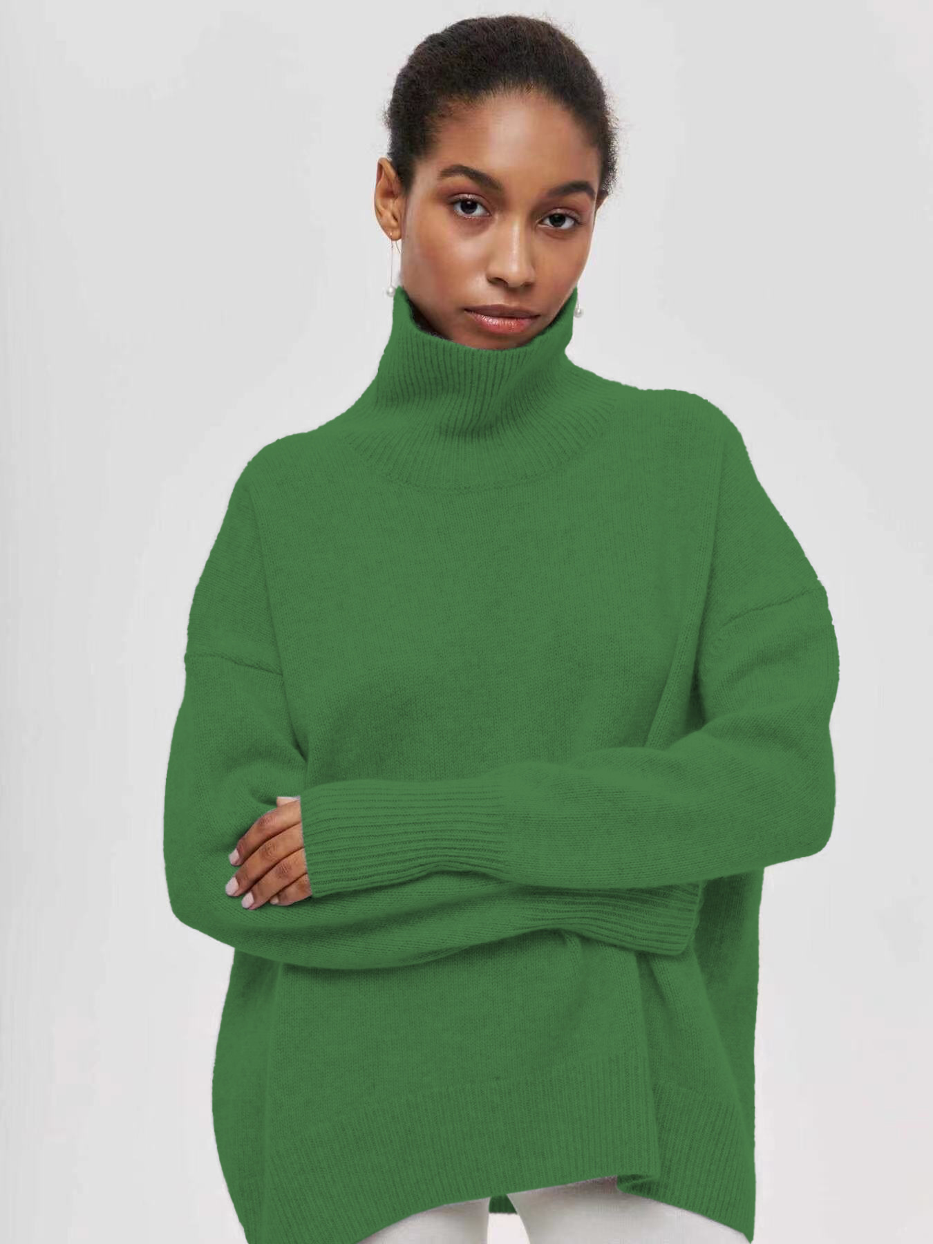 2023 ropa de mujer personalizada nuevo partido europeo y americano suéter suelto popular medio cuello alto Otoño e Invierno suéter