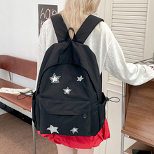 ins小众中学生女生书包初中高中生星星女孩背包帆布双肩包大学生