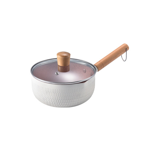 Cross-border medical rice stone snow flat pot non-stick pot instant noodle pot aluminum baby food supplement household Japanese-style non-stick milk pot wholesale