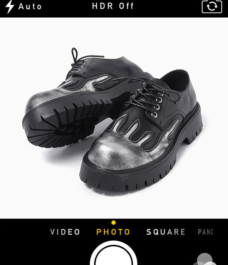 Unique Flame Design Thick Sole Trendy 2024 New Worn out Colored Casual Big Head Leather Shoes 9520-X_voghion.com