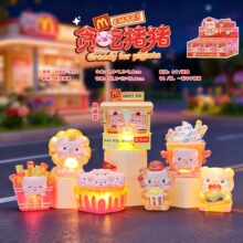 萌趣可爱贪吃猪猪盲盒树脂装饰品车载摆件卡通萌宠生日礼物批发