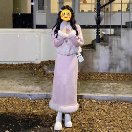25秋冬季女装冬裙连衣裙两件套法式富家千金韩剧穿搭小香风套装裙