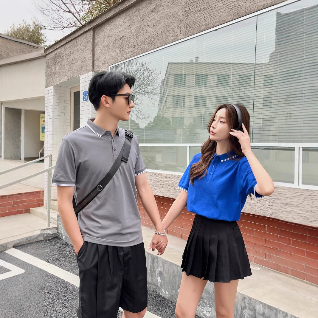 Summer Ice Silk DuPont Sorona Cool Sensación Segunda Clase Cuello Color Solapa Camiseta POLO Manga corta cabello de una pieza