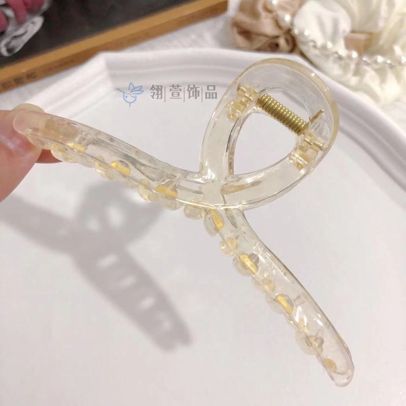 大型透明ゼリーカラーのヘアクリップ、シンプルな後頭部ヘアクリップ、シャーククリップ、高級ポニーテールヘアクリップ、ヘッドドレス|undefined